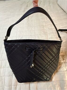 Lauren Ralph Lauren Plaid Quilted Debby Drawstring Bag - Navy Blue